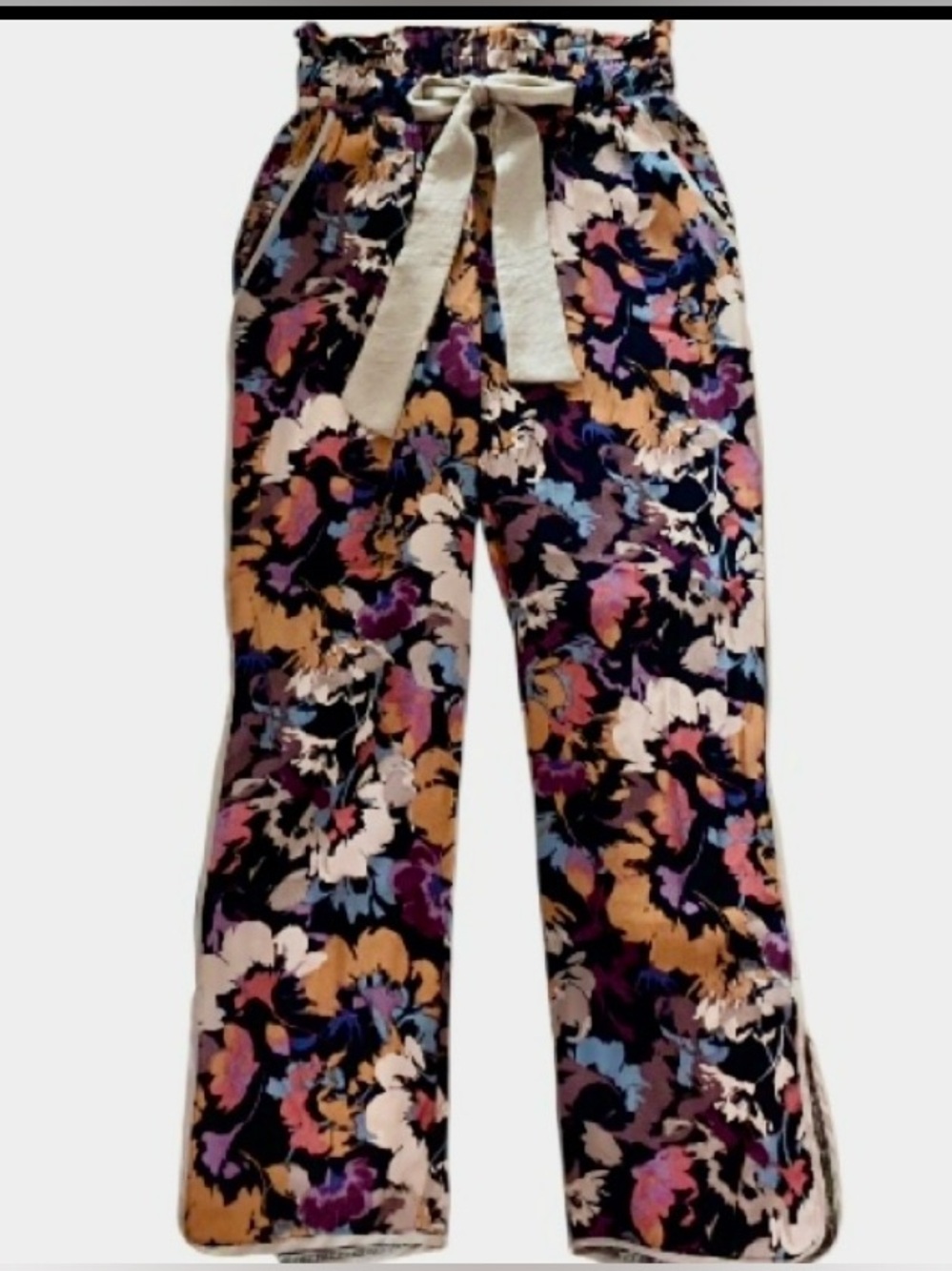 Wanderlux Floral Jogger Pants Small Boho Tie Waist Lightweight Lounge Pants